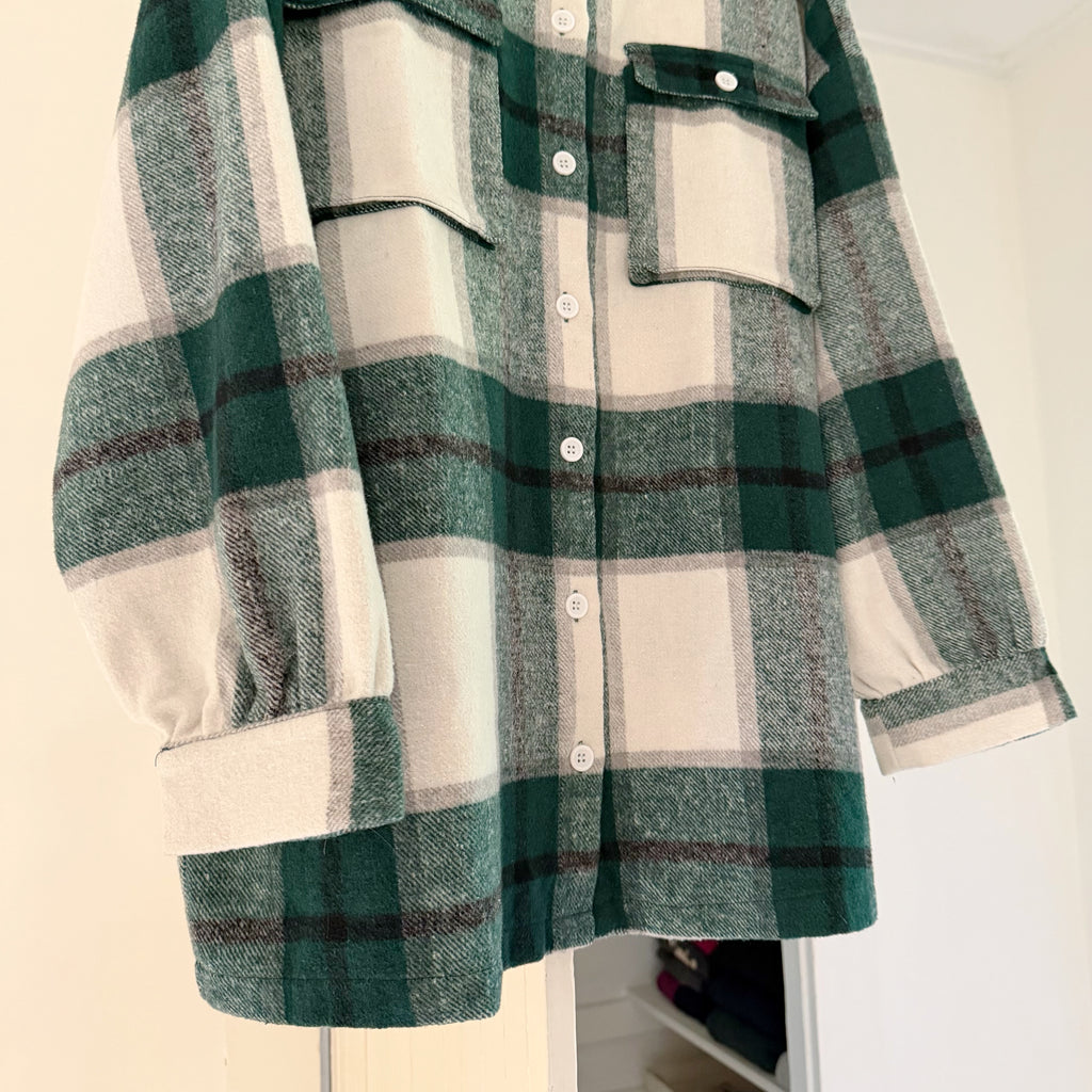 Lovers + Friends Kaianna Plaid Flannel Shacket in Green Multi Size L