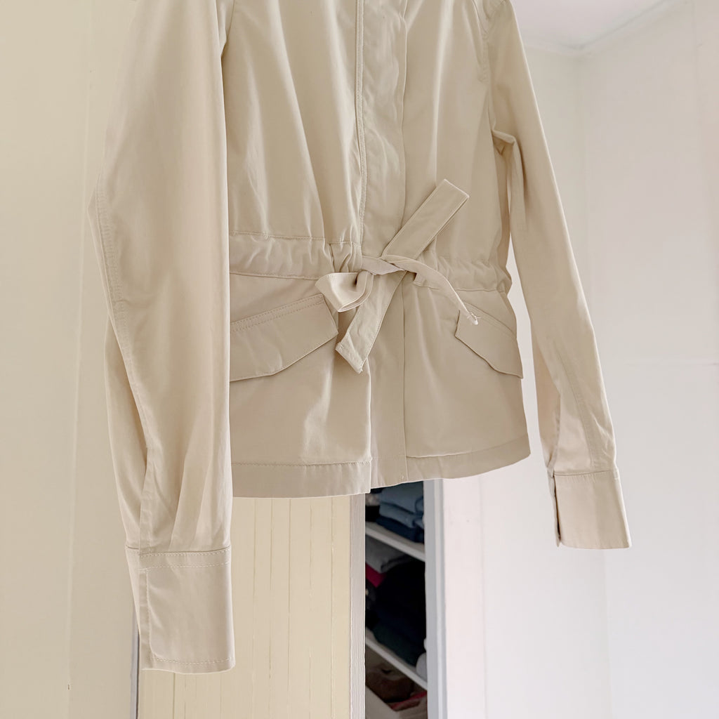 Banana Republic Stand Collar Tie-Waist Utility Jacket in Cream Size XST