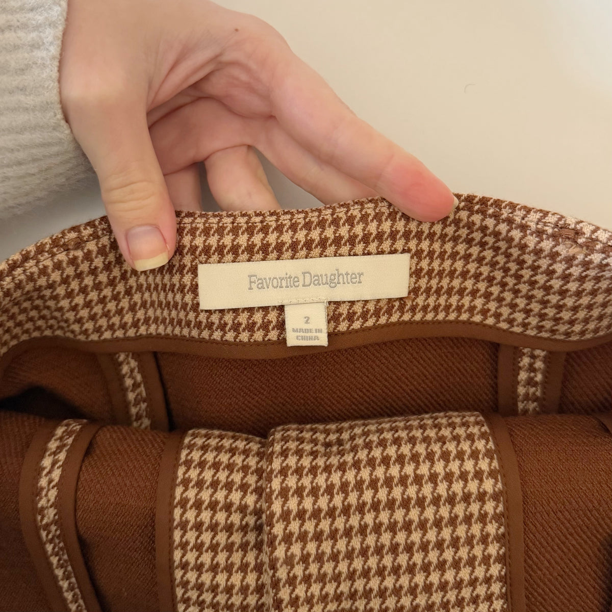 Favorite Daughter Phoebe Bustier Top in Toffee Houndstooth Size 2