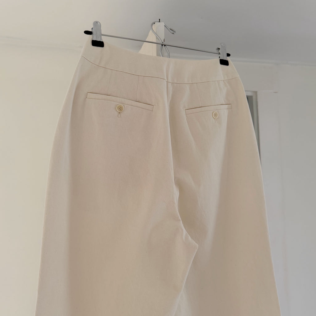 Something To Hold Caravan Wide Leg Cropped Trousers in Natural NWT Size S