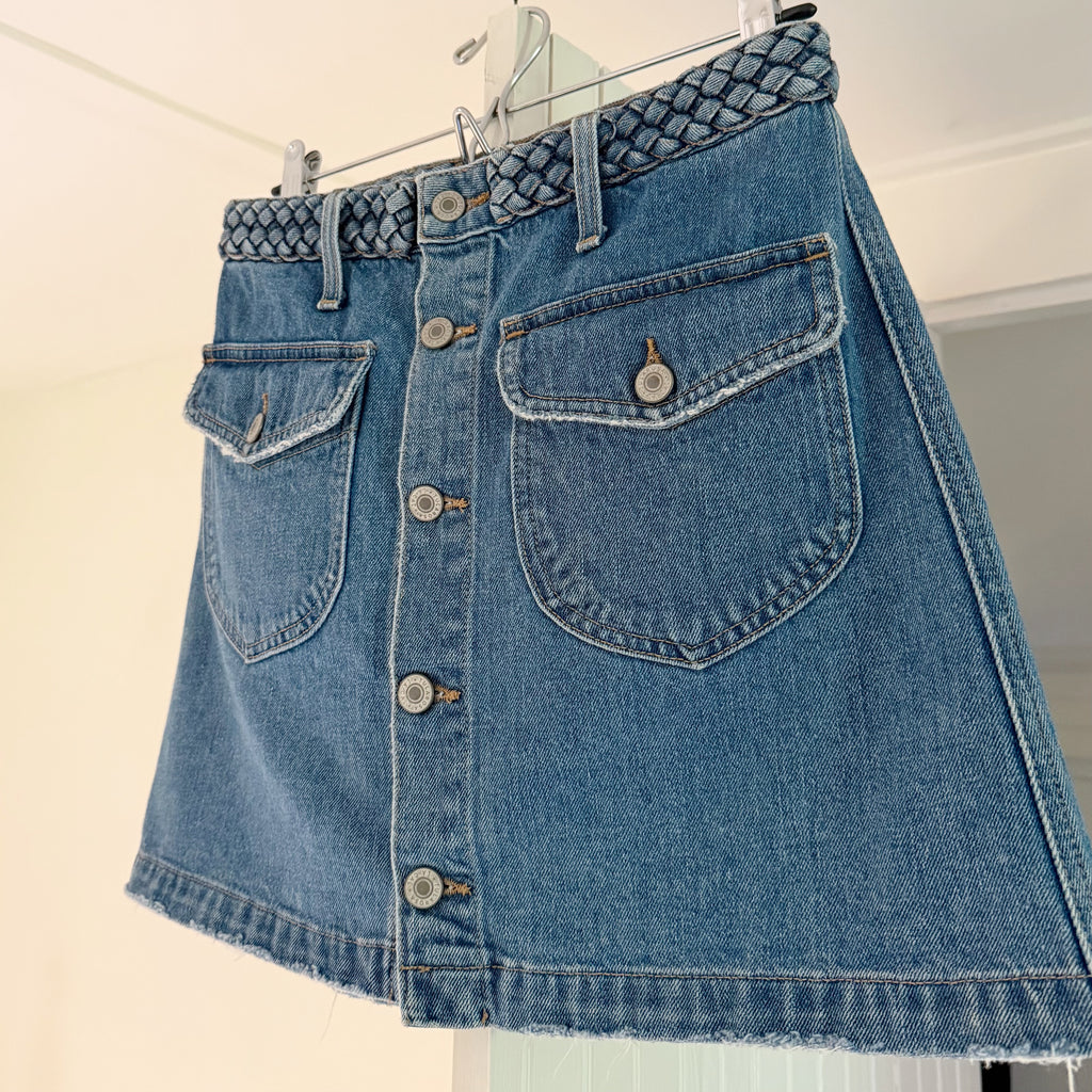 Tularosa Madelyn Denim Mini Skirt in Fuji Size 25