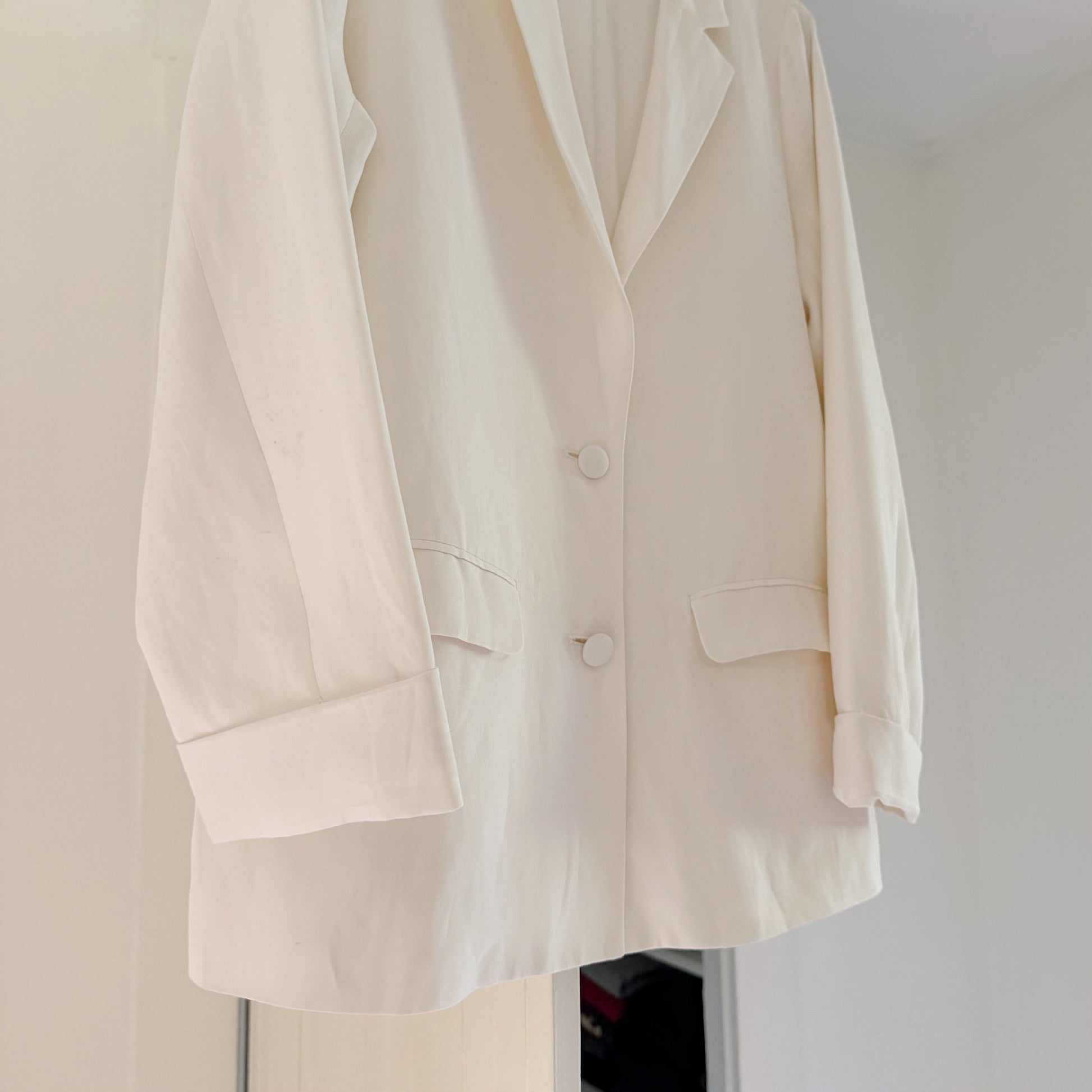 Cami NYC Owen Silk Linen Blazer Jacket in White Size M