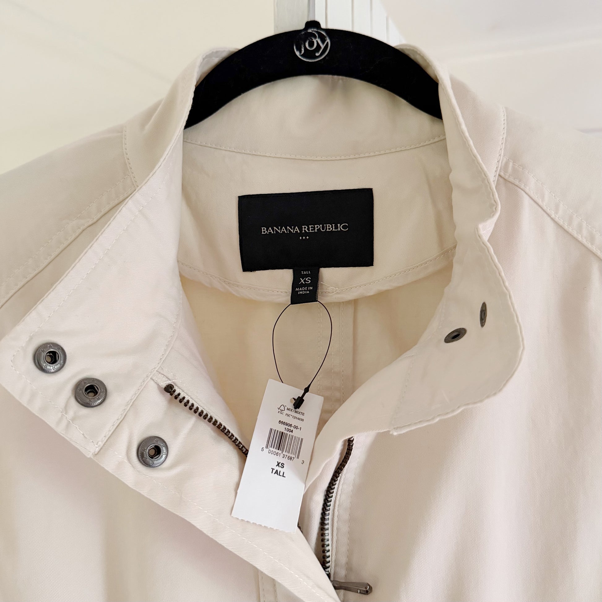 Banana Republic Stand Collar Tie-Waist Utility Jacket in Cream Size XST