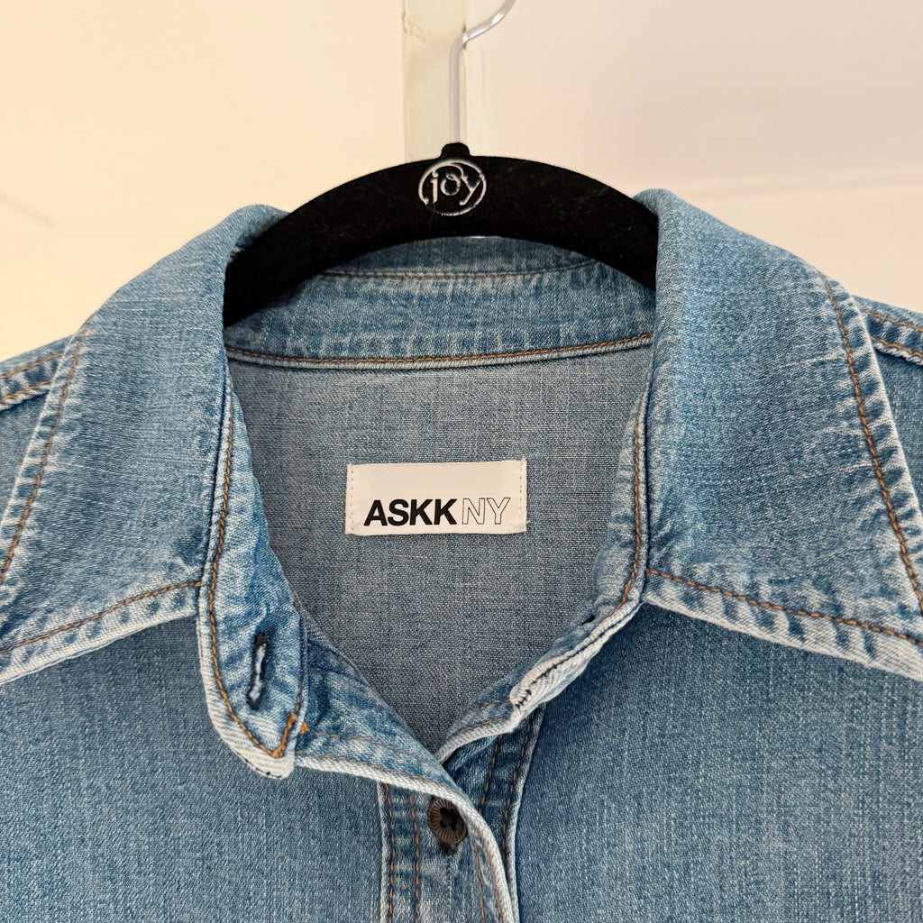 Askk NY Oversized Denim Button Down Shirt in Palm Canyon Size 1
