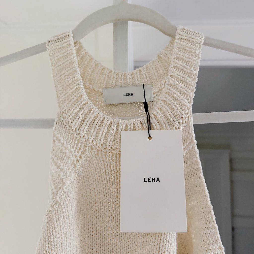 Leha Mate Knit Halter Top in Ivory NWT OS