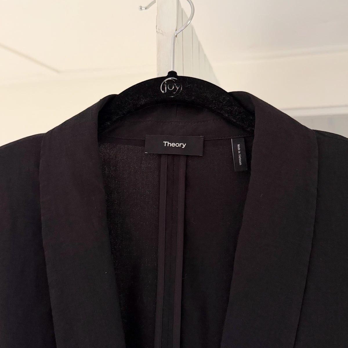 Theory Rolled Sleeve Shawl Collar Blazer in Black Good Linen Size 16