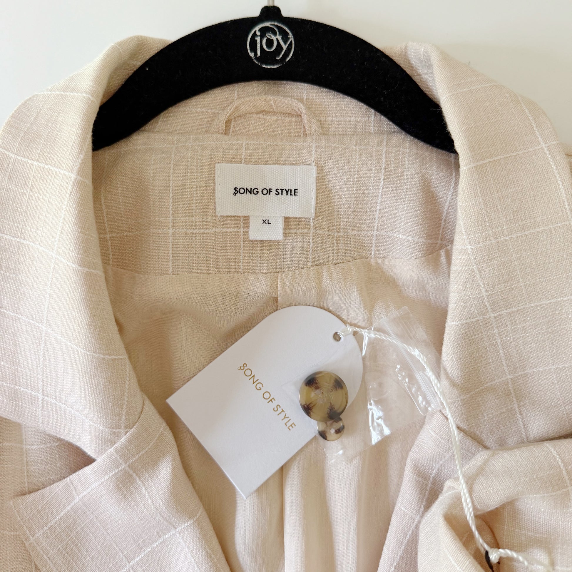 Song of Style Kroy Double Breasted Blazer in Beige Check NWT Size XL