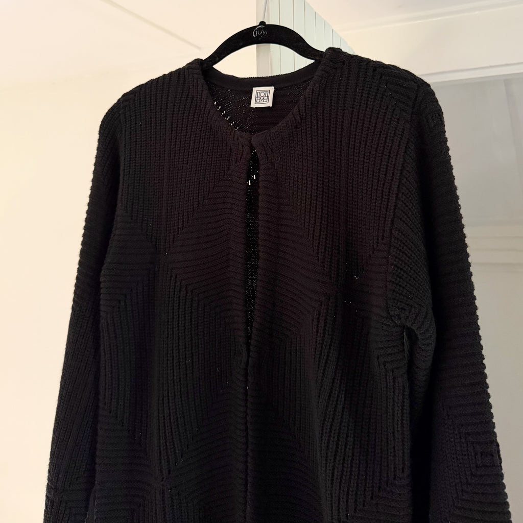 Toteme Wool Silk Tie Waist Crochet Cardigan Sweater Size M