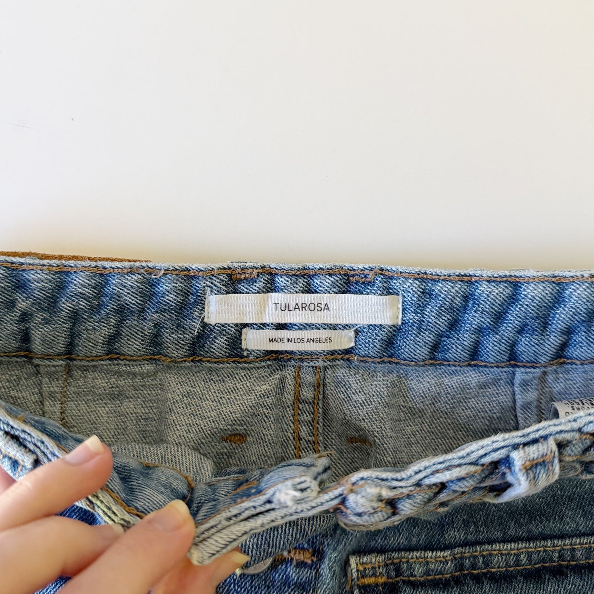 Tularosa Madelyn Denim Mini Skirt in Fuji Size 25
