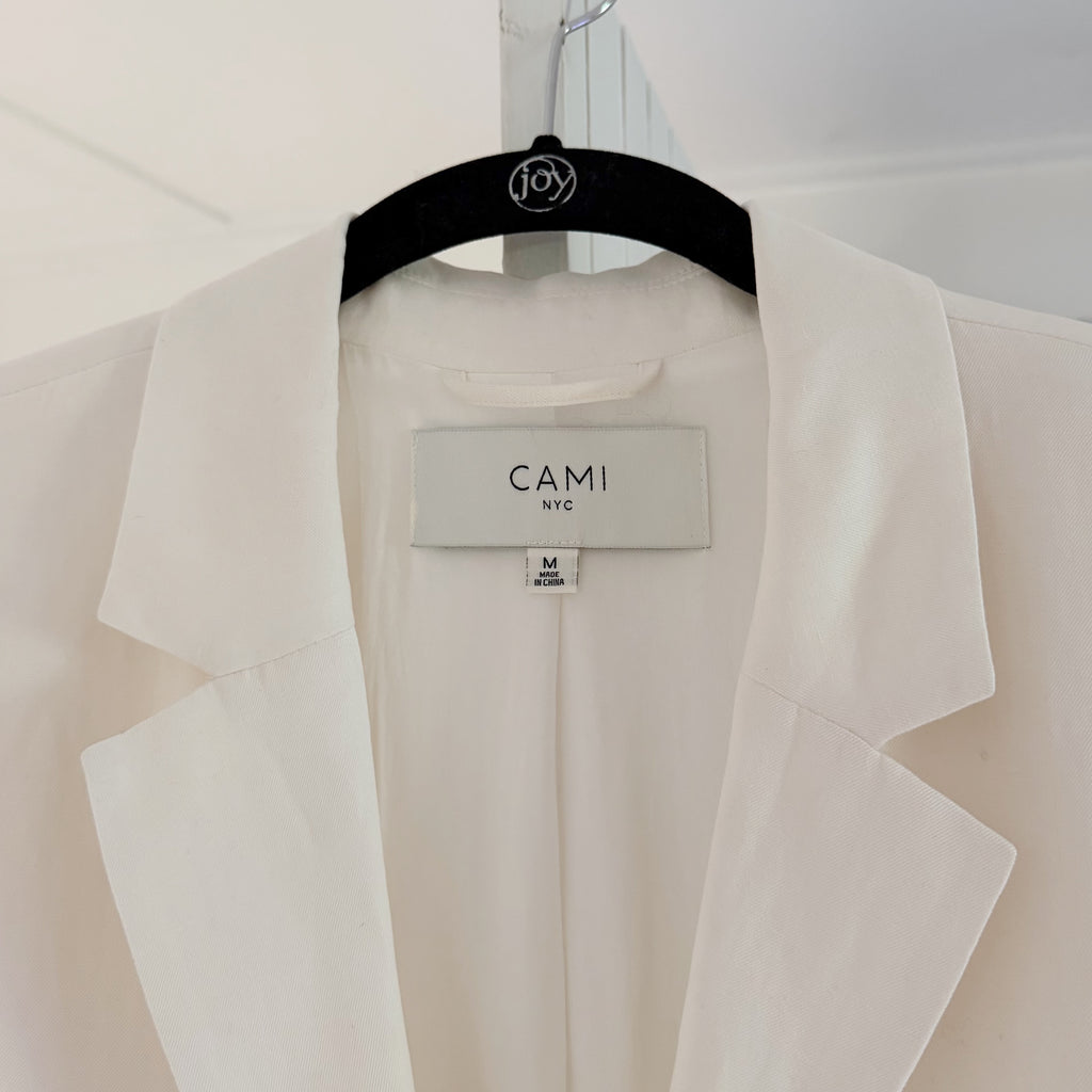 Cami NYC Owen Silk Linen Blazer Jacket in White Size M