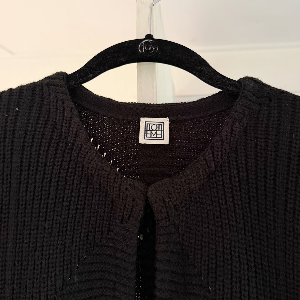 Toteme Wool Silk Tie Waist Crochet Cardigan Sweater Size M