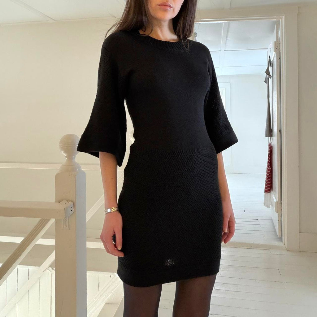 MinkPink Florish Seed Stitch Mini Sweater Dress in Black NWT Size XS