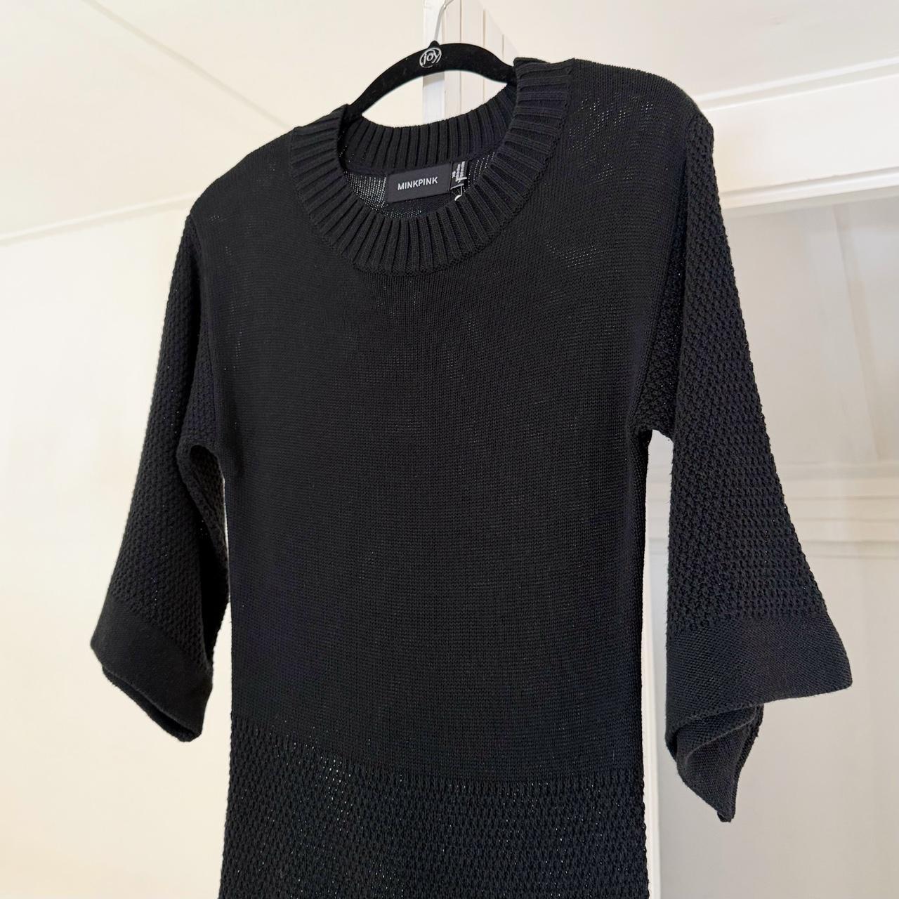 MinkPink Florish Seed Stitch Mini Sweater Dress in Black NWT Size XS