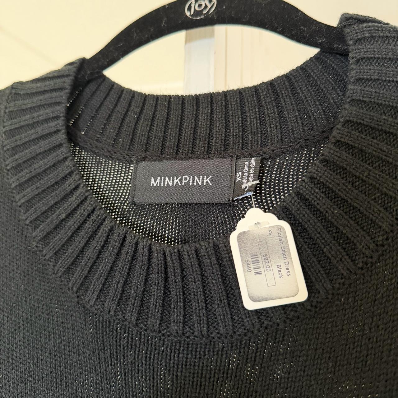 MinkPink Florish Seed Stitch Mini Sweater Dress in Black NWT Size XS