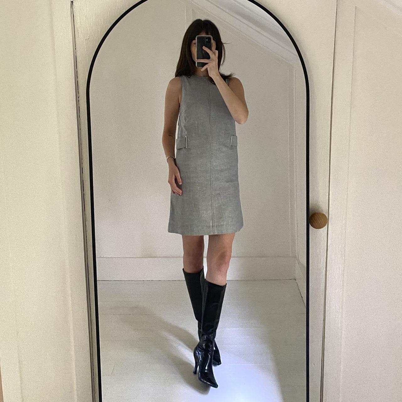 Remain Birger Christensen Linen A-Shape Mini Dress Castlerock Combo Size 2