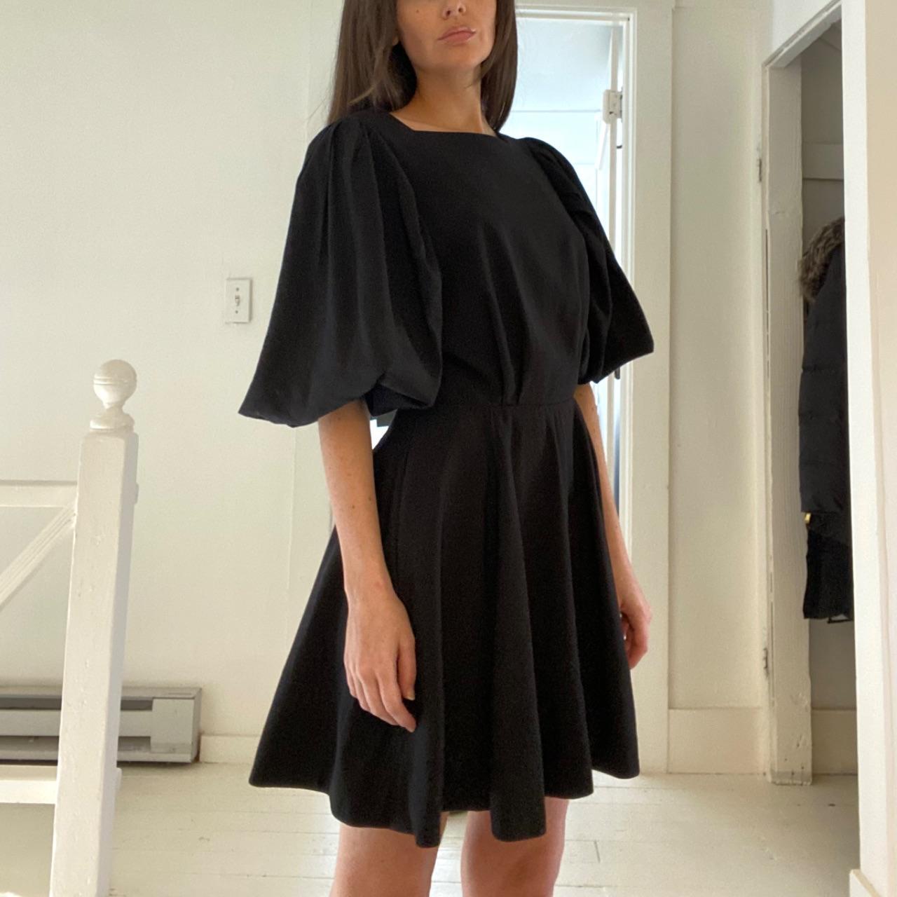 The Femm Violet Open Back Puff Sleeve Mini Dress in Black NWT Size S