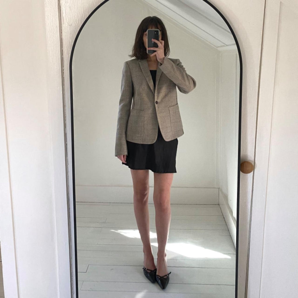 Calvin Klein Collection Wool Herringbone Blazer Jacket Grey Size 6/42