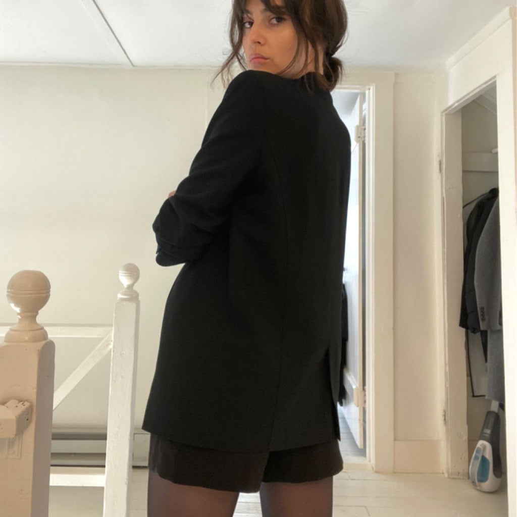 Helmut Lang Slouchy Suiting Scrunched Sleeve Blazer in Black Size 8