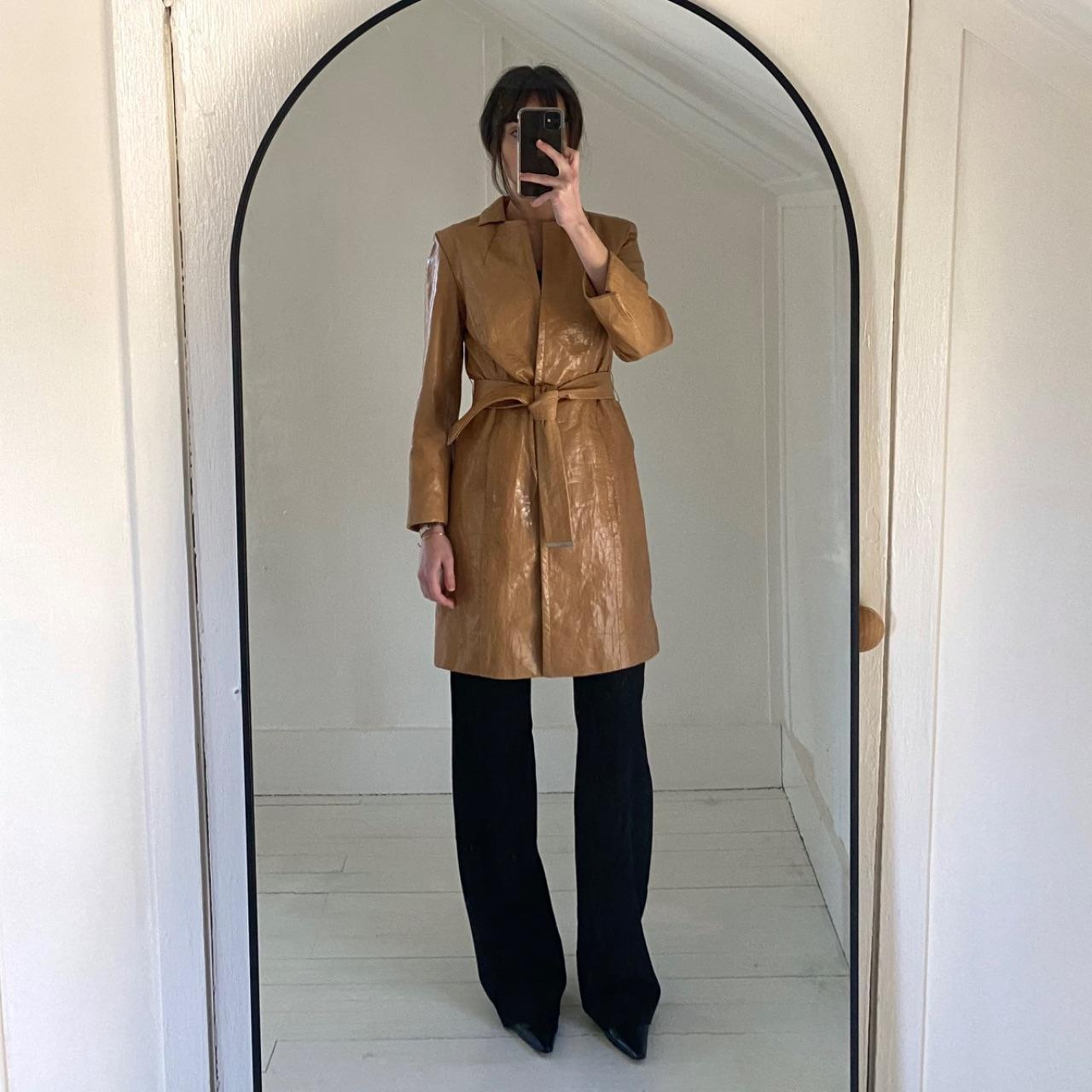 Express Vintage Y2K Leather Trench Coat Size 1/2