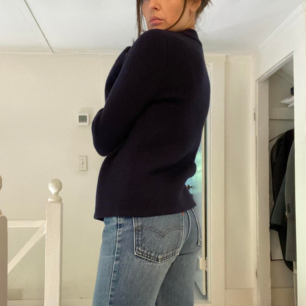 Boden Claudia Cotton Wool Cropped Cardigan in Navy Size 6