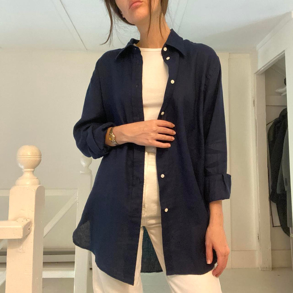 Polo Ralph Lauren Oversized Fit Linen Shirt Newport Navy NWT Size M