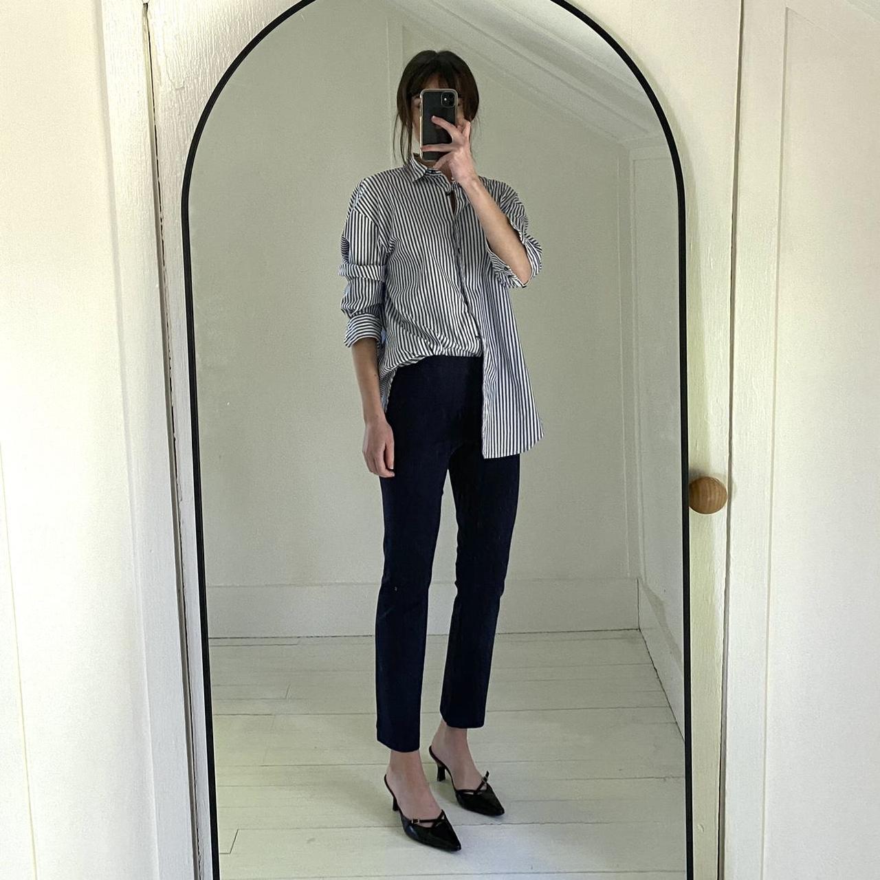 The Row Navy Knit Boot Cut Pull-On Trouser Pants Size S