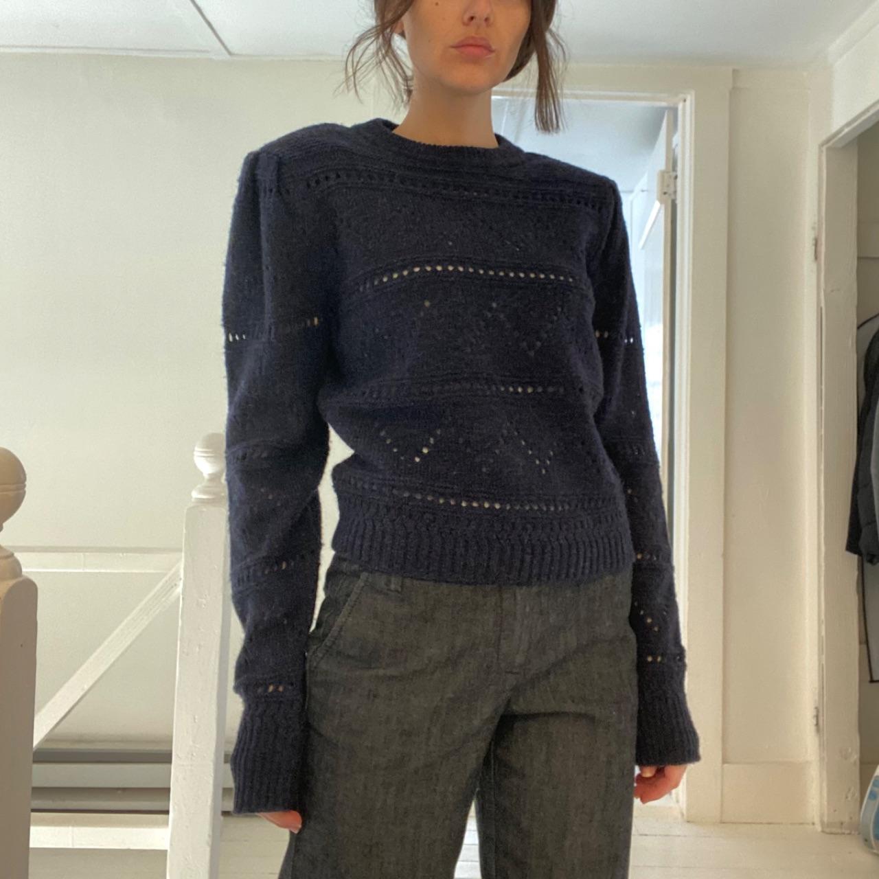 Isabel Marant Étoile Norma Wool Eyelet Sweater in Midnight Size 36