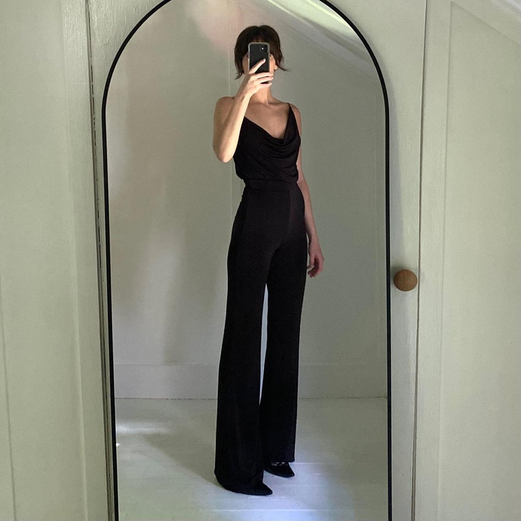 Misha Collection Moira Cowl Neck Pantsuit in Black Size 0