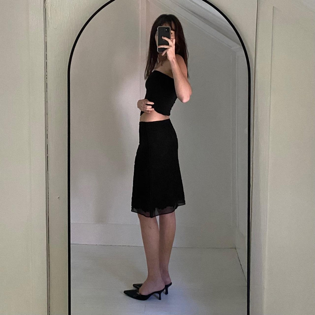 Leon Max Floral Embroidered Pencil Skirt Black Size 0