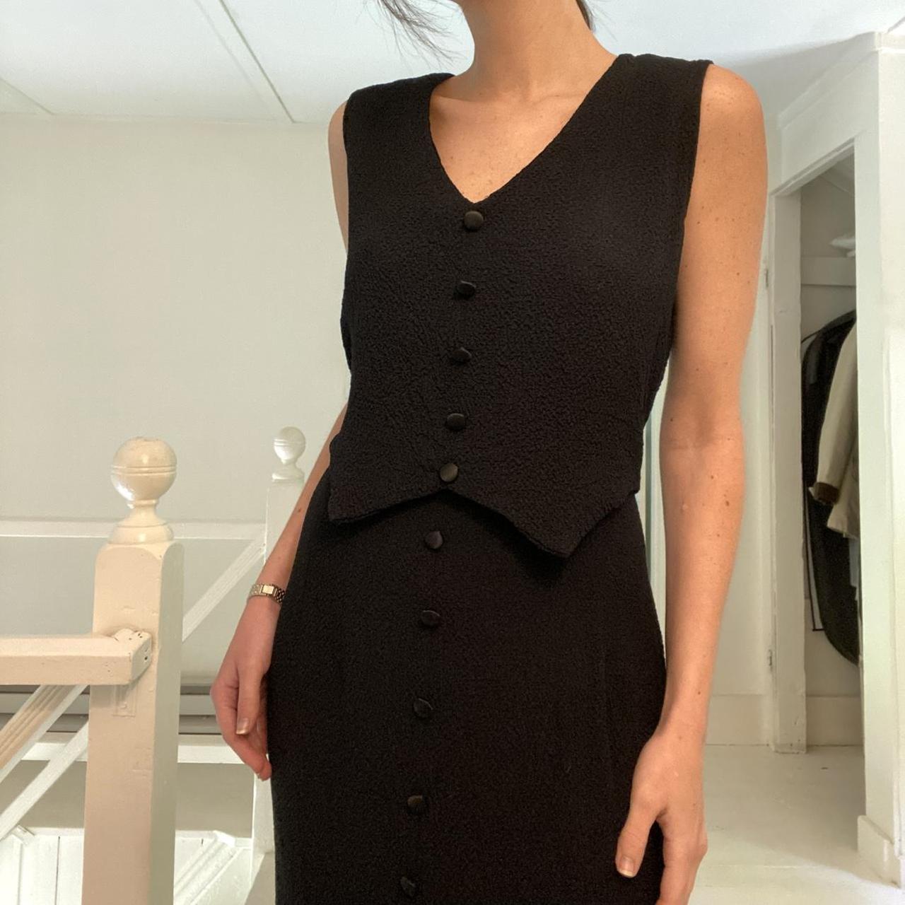 Breakin’ Loose Vintage 90s Tuxedo Vest Button Front Midi Dress Size 9/10