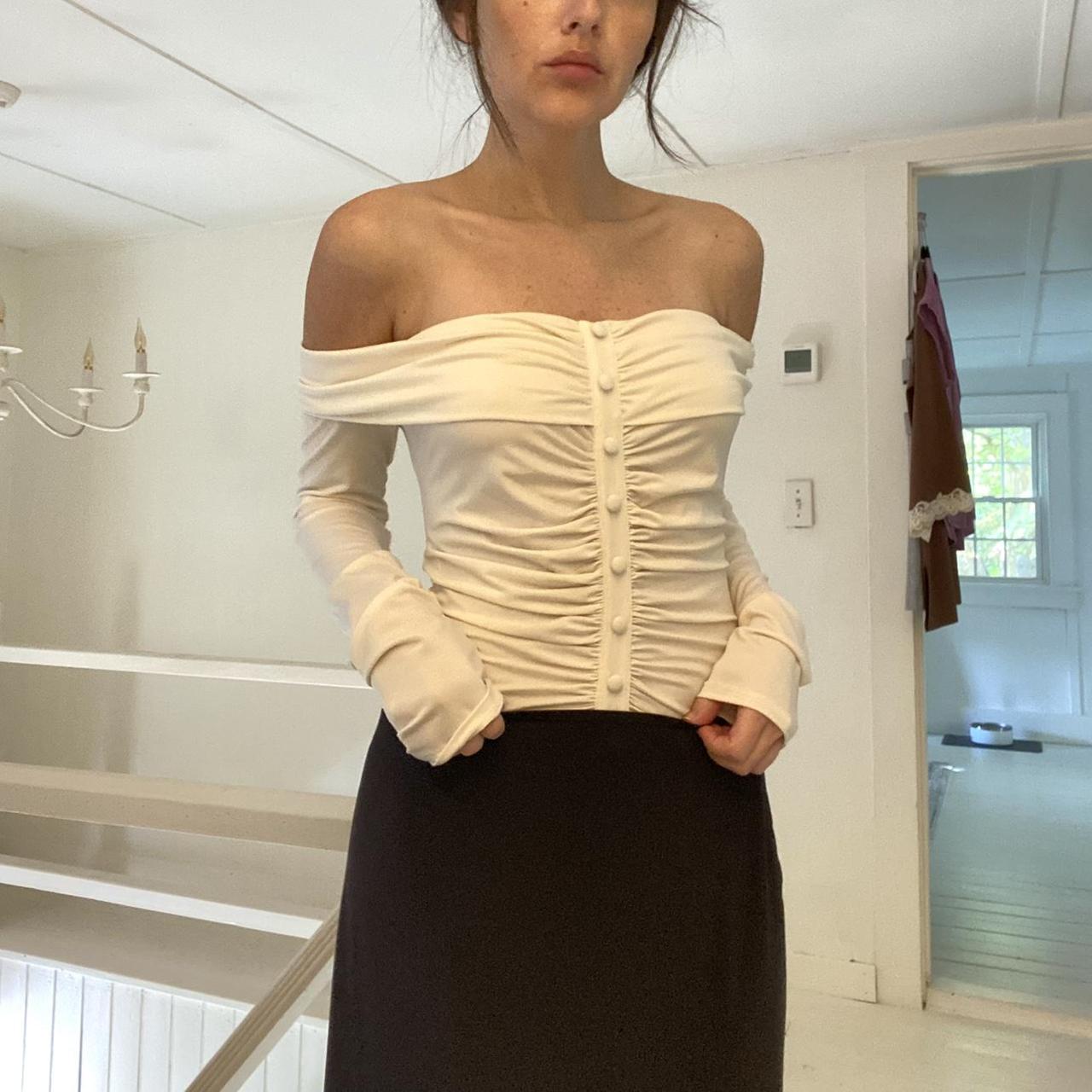 The Line By K Lunar Off Shoulder Bodysuit in Vanilla Size M