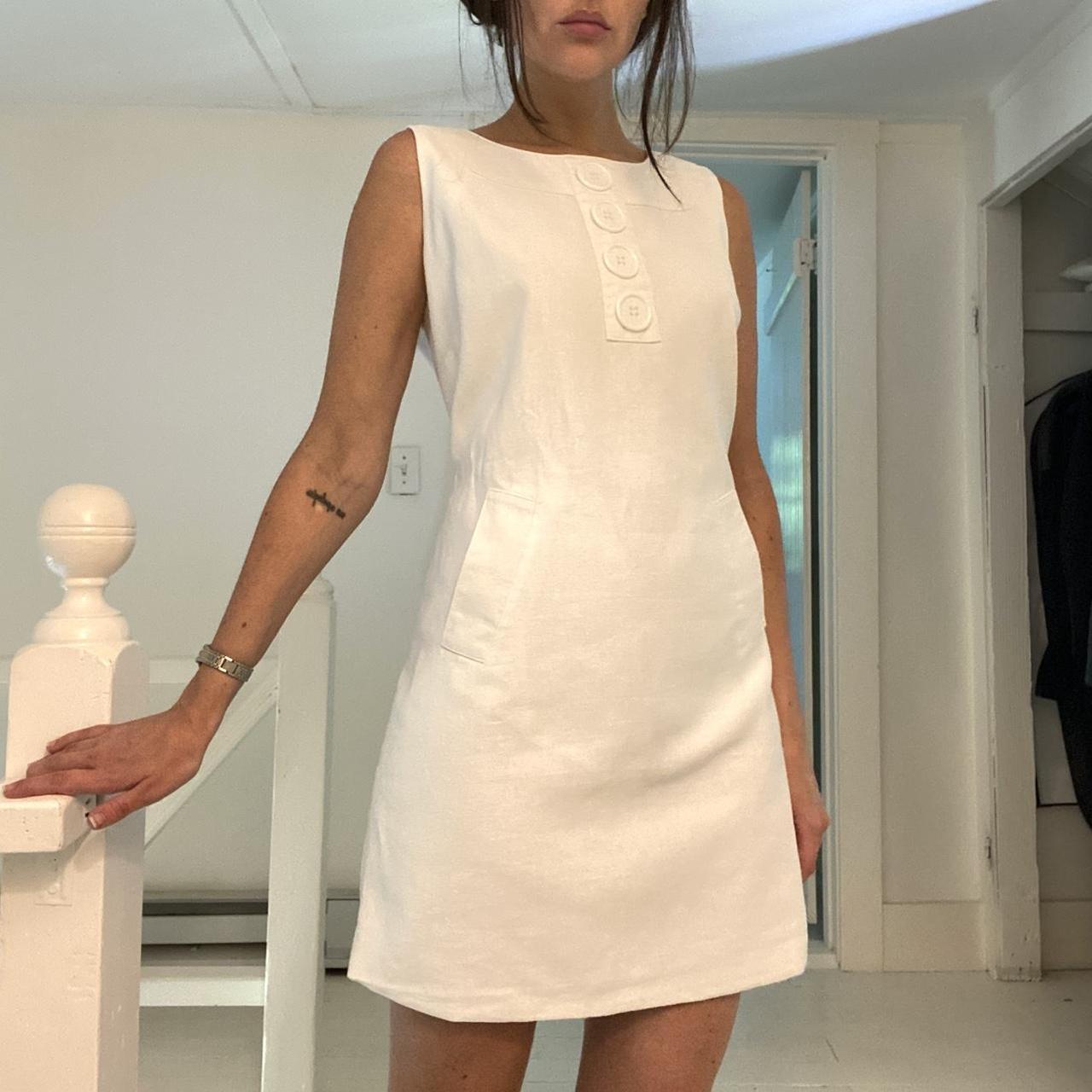 Richard Malcolm Vintage 90s Linen Mini Sheath Dress Size 8P