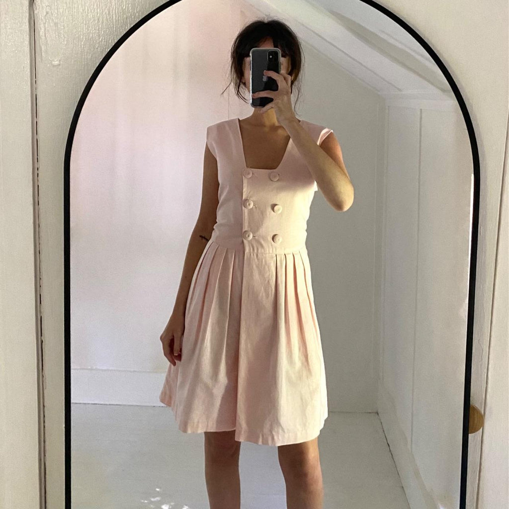 Ann Taylor / Biya Rated R Vintage 80s Button Front Pleated Romper