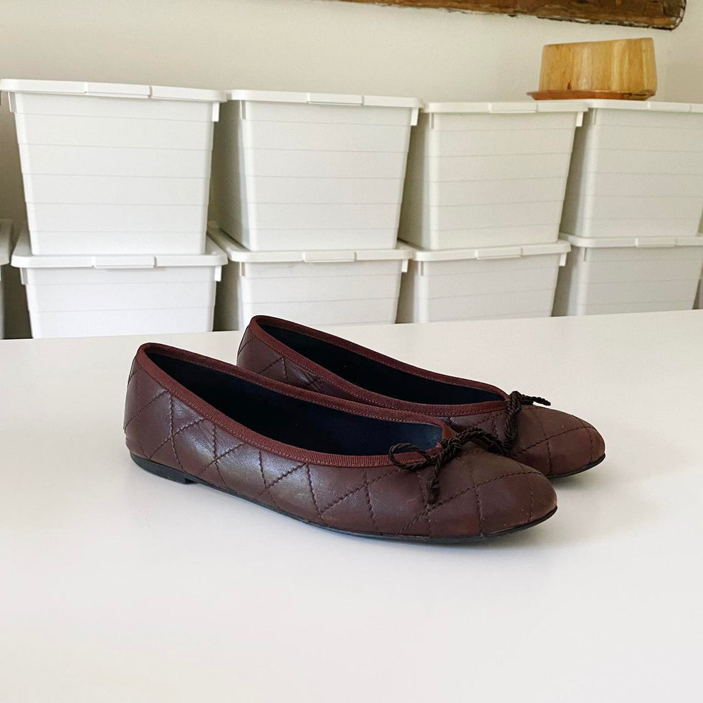 Pretty Ballerinas Rosario Quilted Leather Ballet Flats Size 39