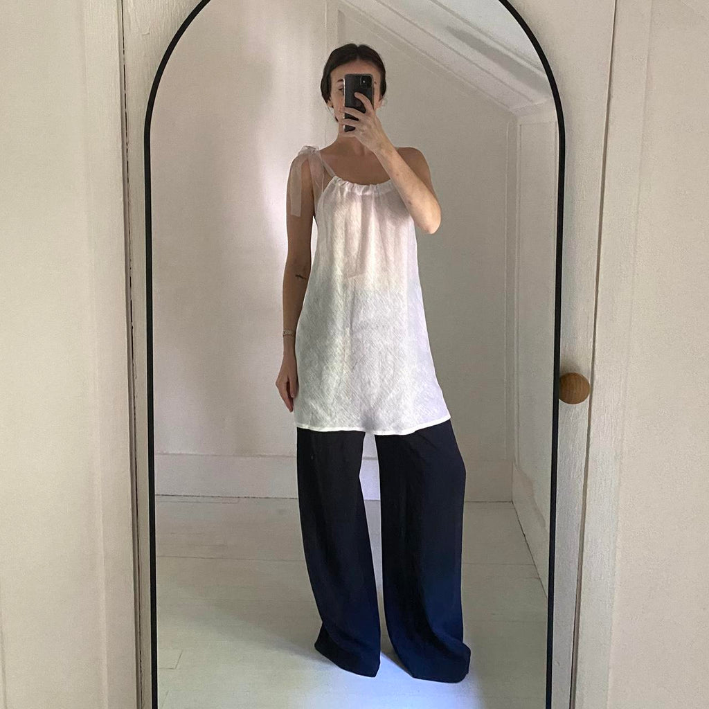 Divertimento Organza Strap Linen Tunic Top Size 1