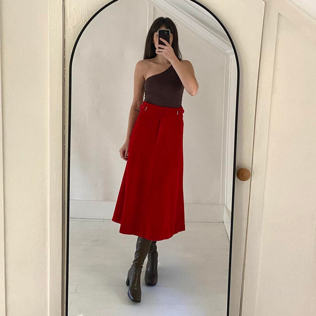 Rachel Antonoff / Anthropologie Regal Velvet Buckle Waist Midi Skirt Size 2