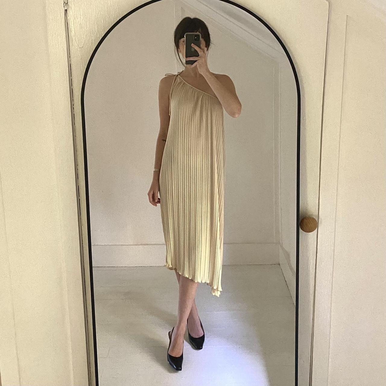 Joy Stevens Vintage 80s Pleated Asymmetric One Shoulder Midi Dress Size 5/6