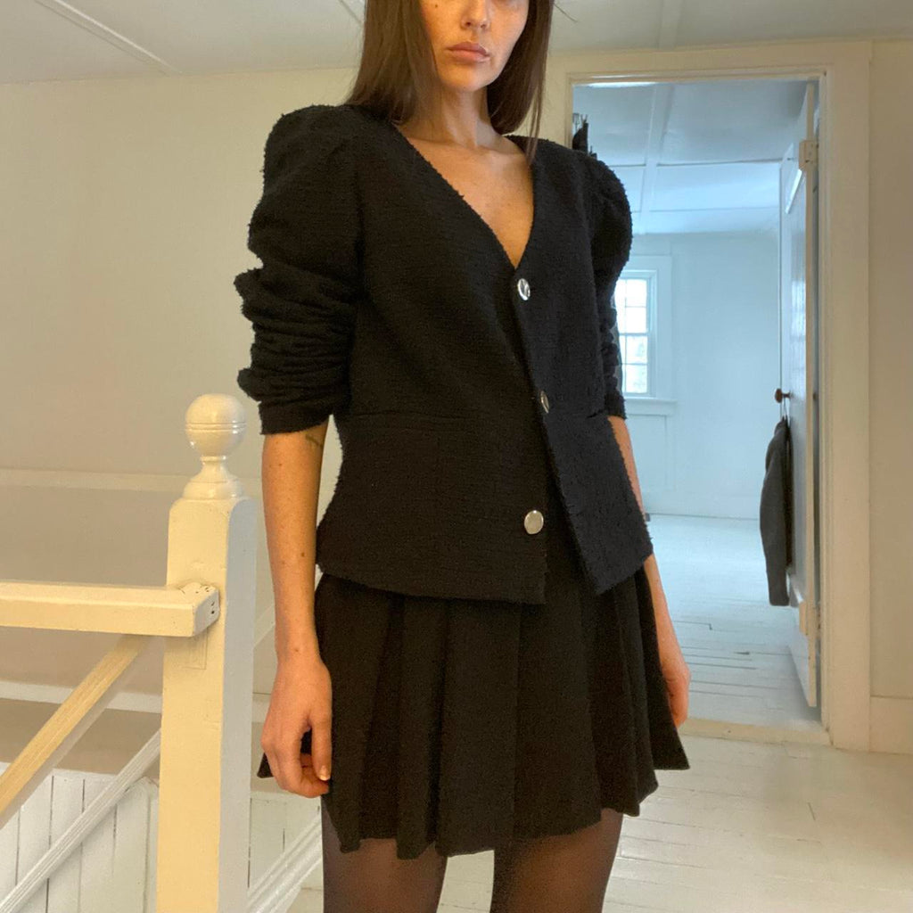 Something Navy Tweed Crop Blazer Size L