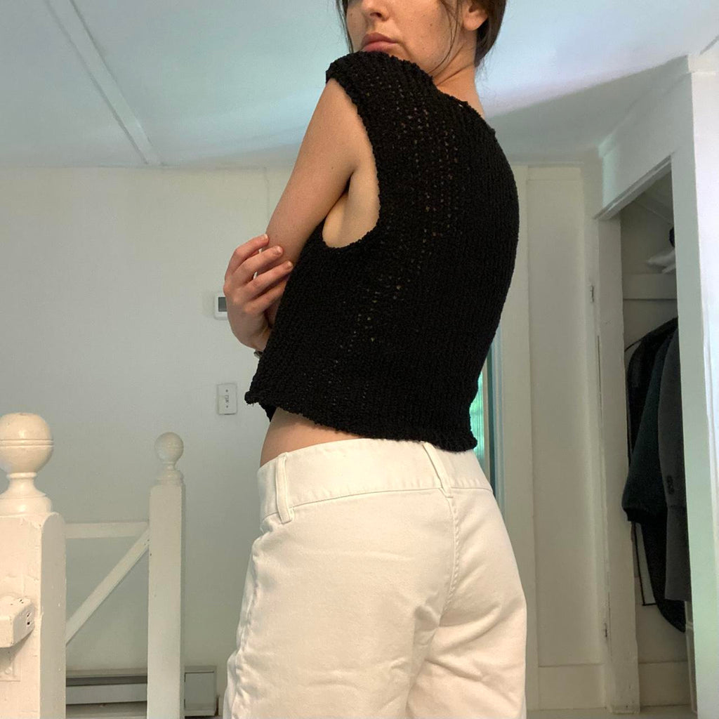 TheOpen Product Open Front Knit Top in Black Size 1