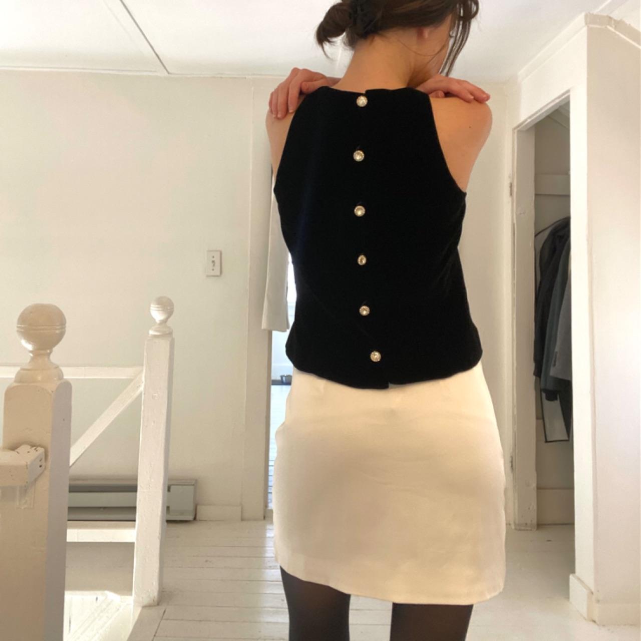 Ann Taylor Vintage 90s Silk Velvet Back Crystal Button High Neck Top Size 2P NWT