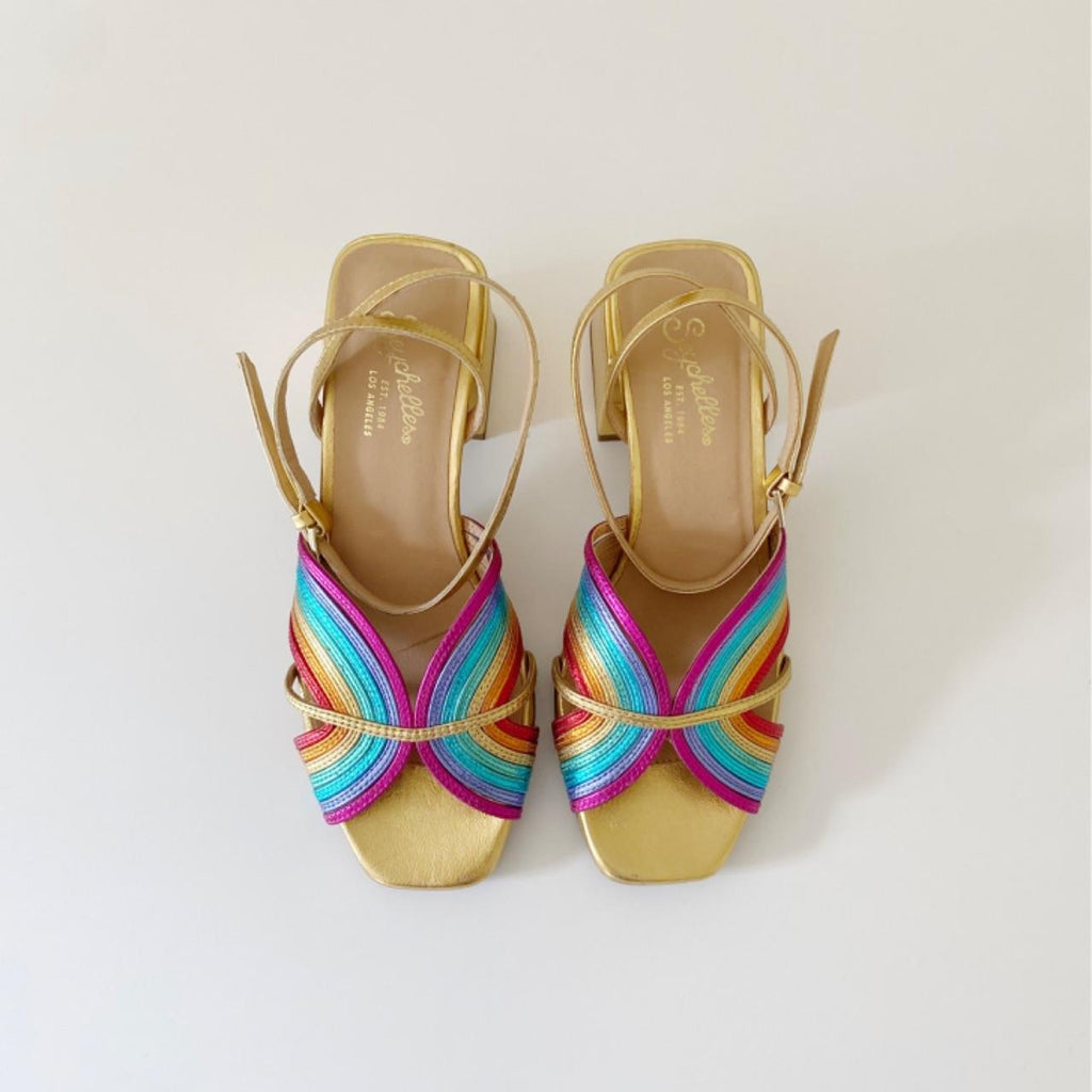 Seychelles Tender Sandal in Rainbow Metallic Leather Size 6