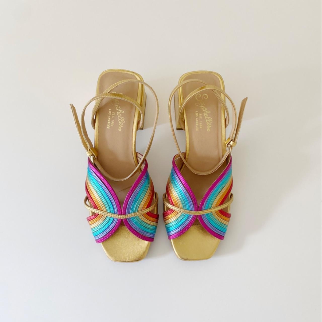 Seychelles Tender Sandal in Rainbow Metallic Leather Size 6