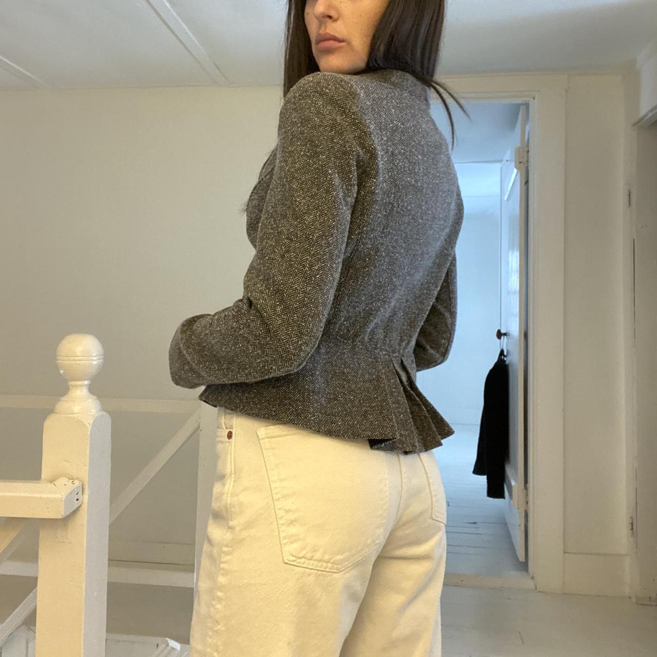 Worthington Vintage Y2K Herringbone Peplum Crop Blazer Size PS