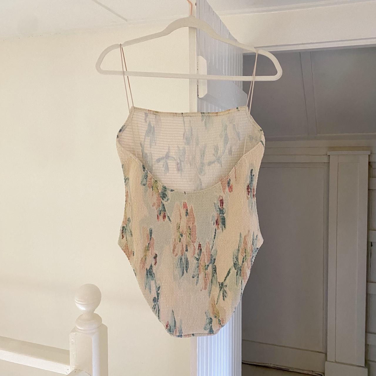 Toteme One Piece Smocked Swimsuit in Washed Floral Size XL