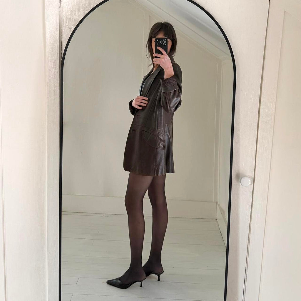 Laurèl by Escada Vintage Y2K Leather Blazer Jacket Size 40