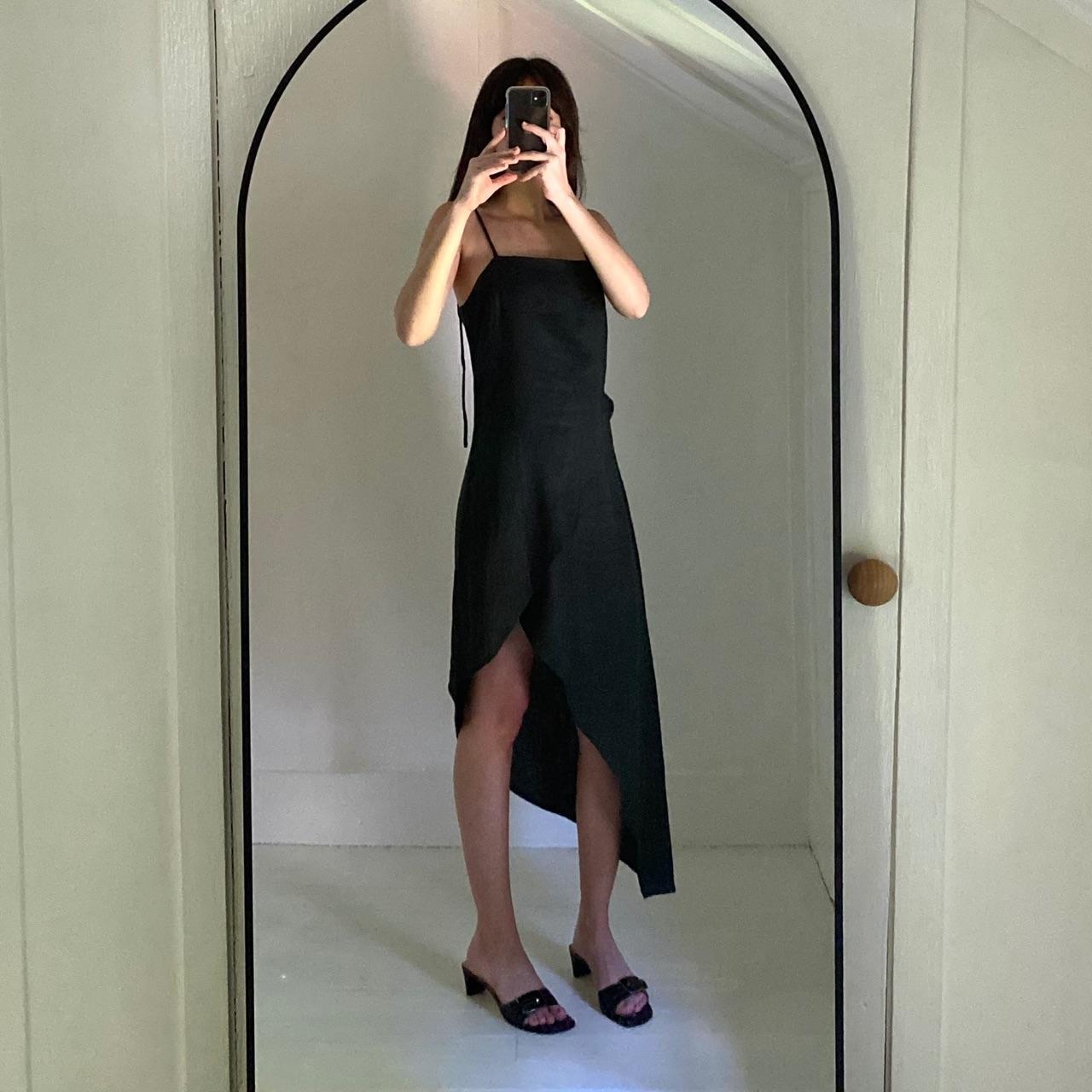SIR The Label Rosa Linen Asymmetric Midi Dress in Forest Size 1