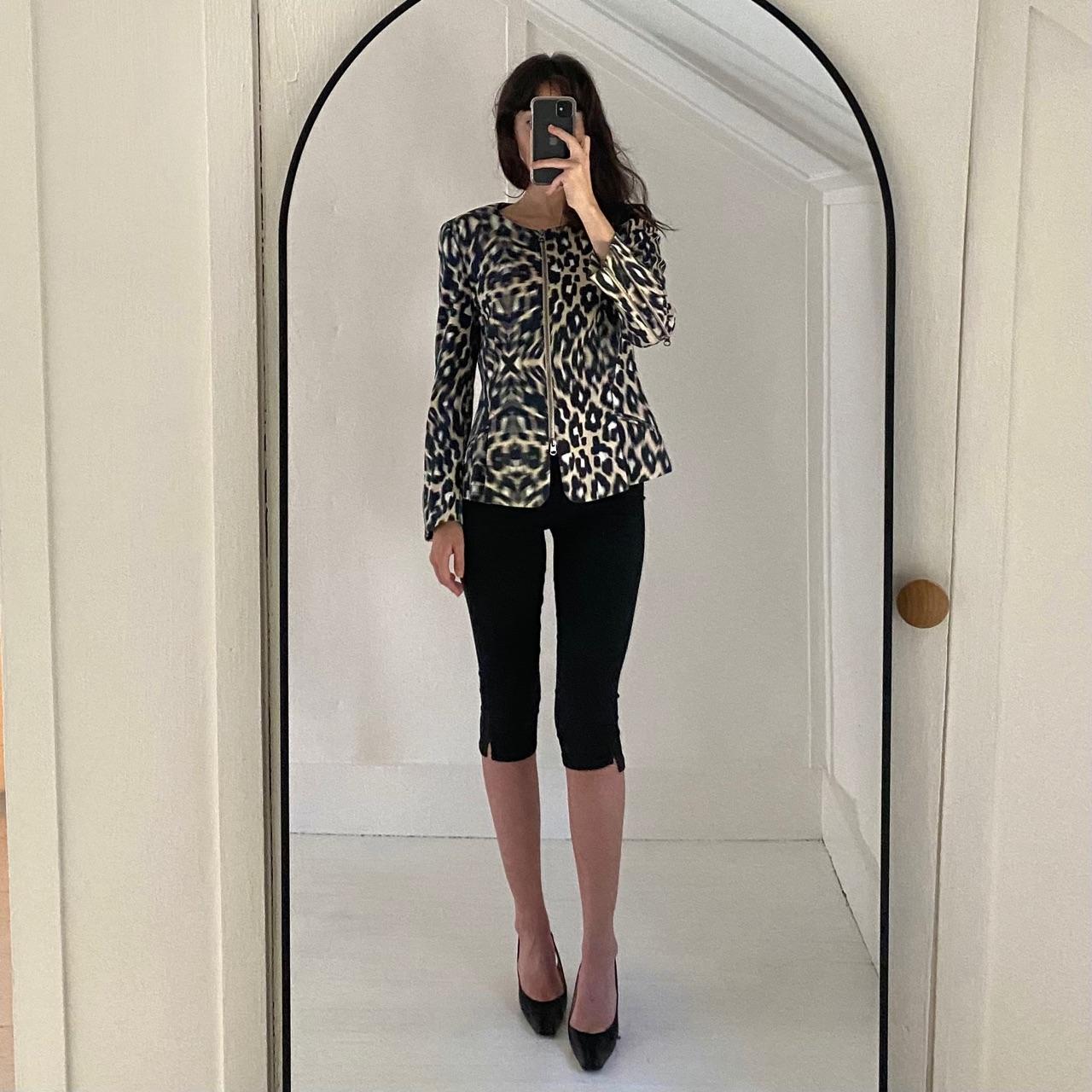 Escada Leopard Print Zip Front Blazer Jacket in Fantasy Size 38