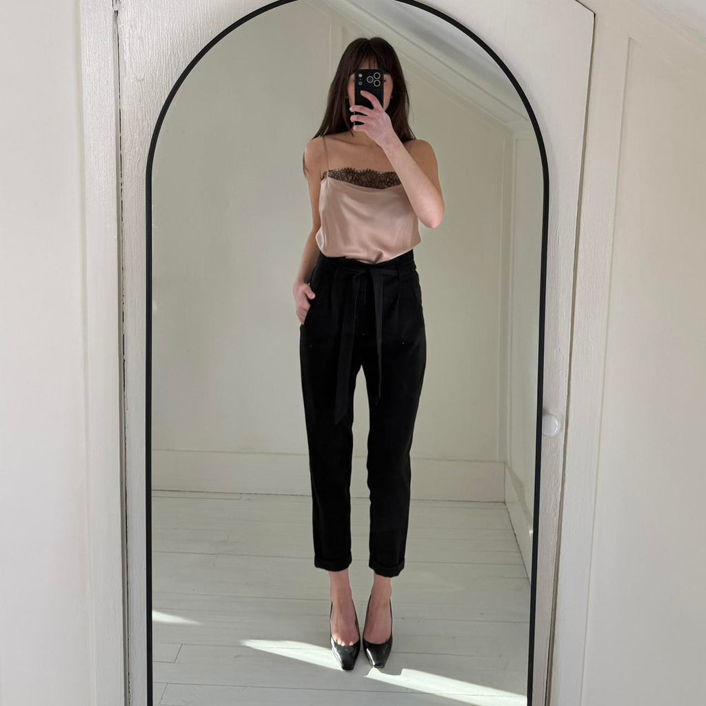 Zara Tie Waist High Rise Paperbag Trousers Size XS