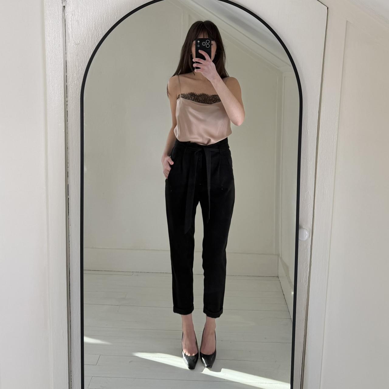 Zara Tie Waist High Rise Paperbag Trousers Size XS