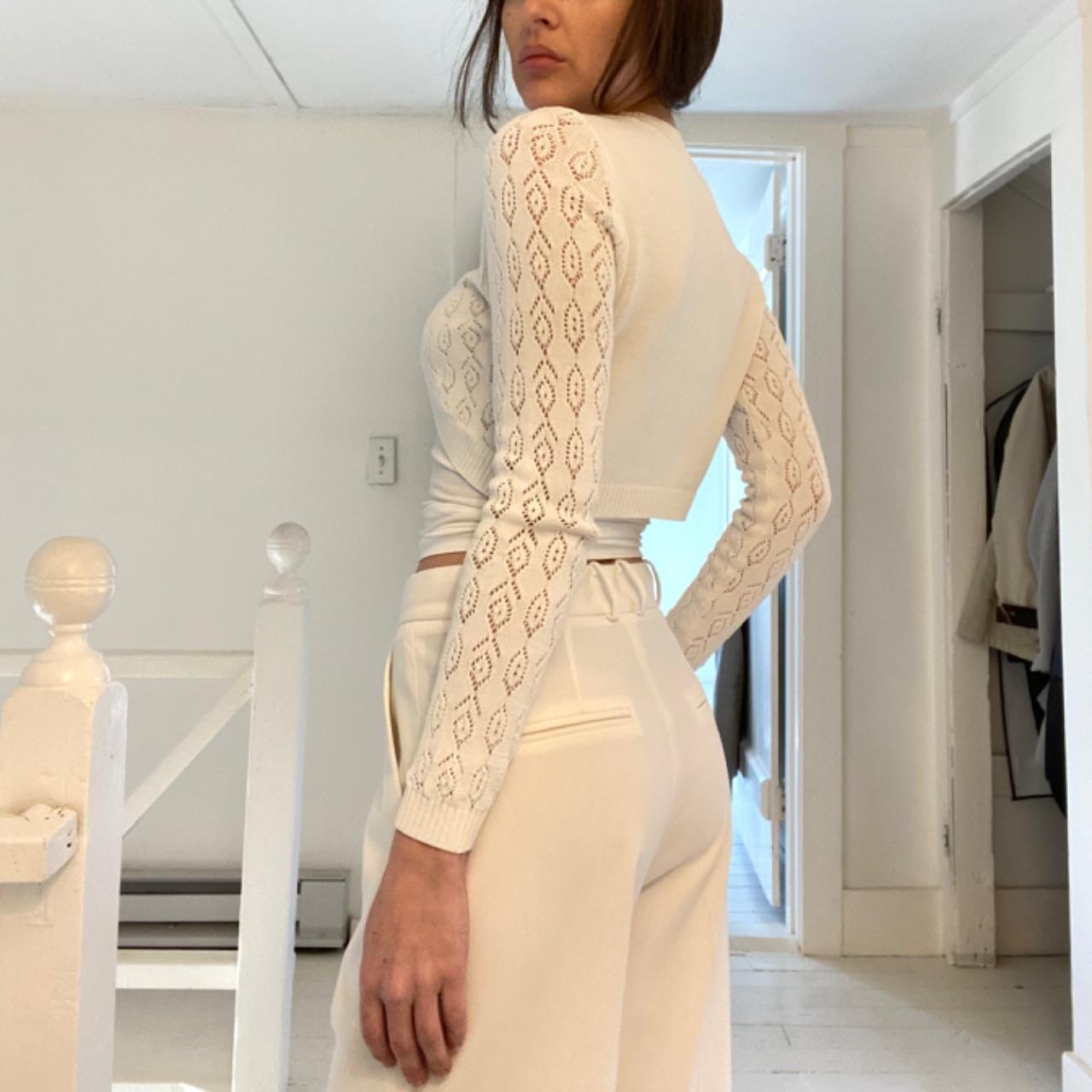 Roberto Cavalli Vintage Y2K Pointelle Knit Cropped Cardigan Shrug Size XS